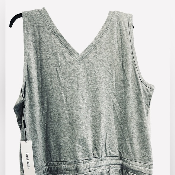Calvin Klein V-Neck Designer Logo Sleeveless Jumpsuit Romper Gray Womens Size XL - Picture 6 of 9